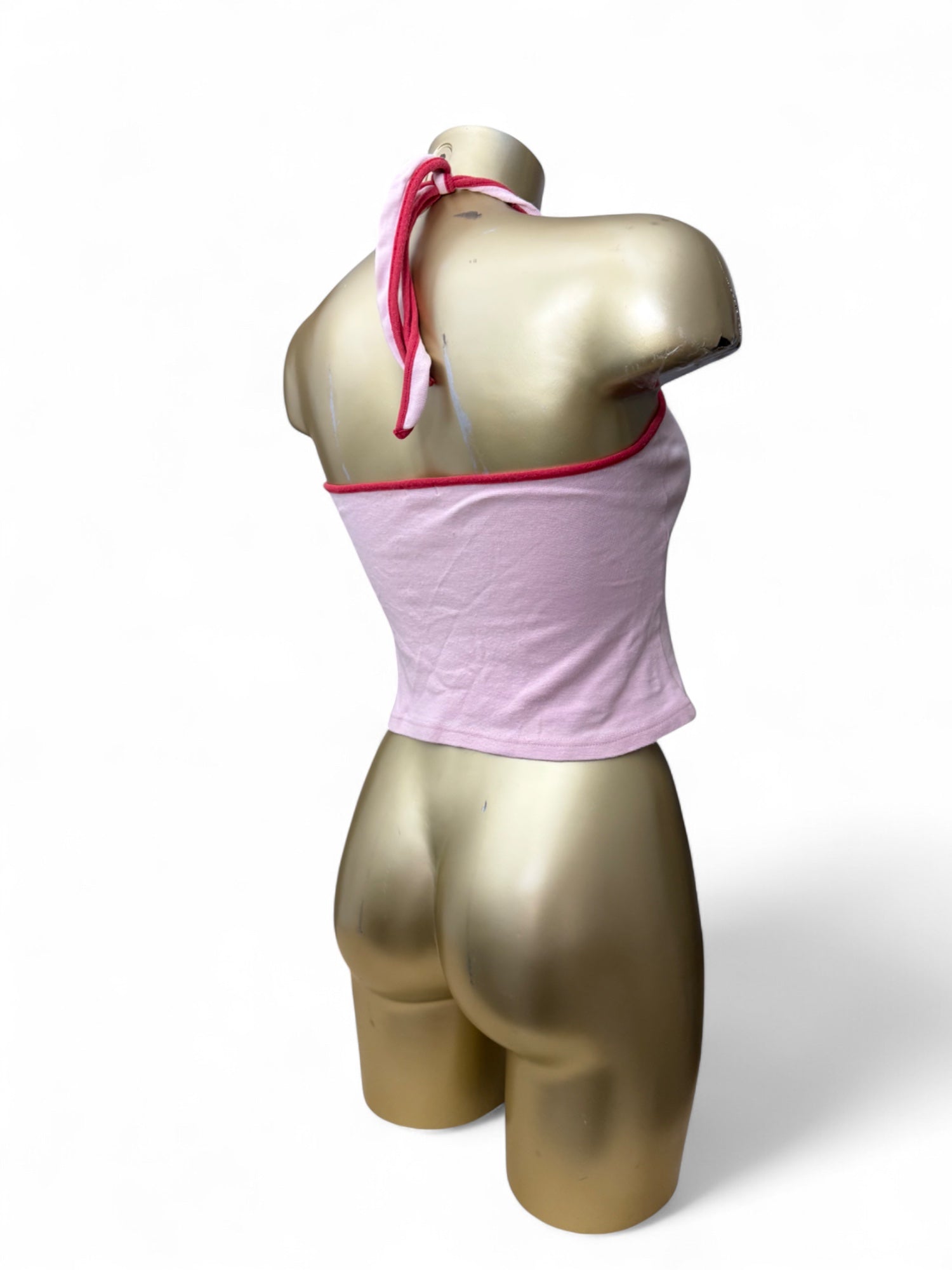 Baby pink cherry sequins halter top (S/M)