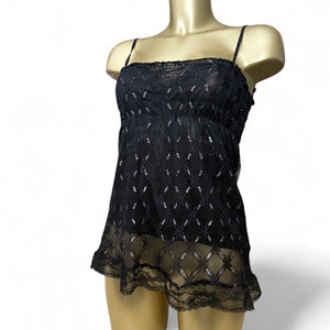 Black mesh lined stretchy top (S/M)