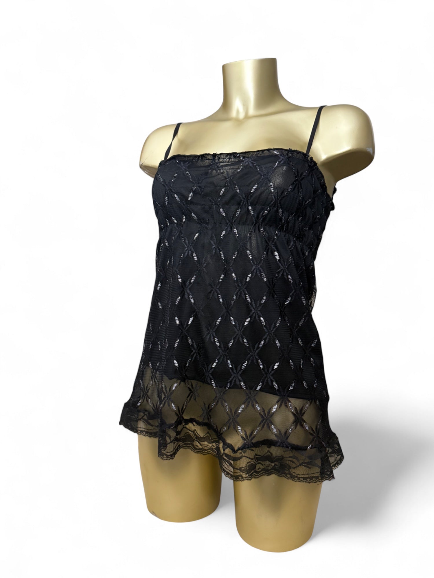 Black mesh lined stretchy top (S/M)
