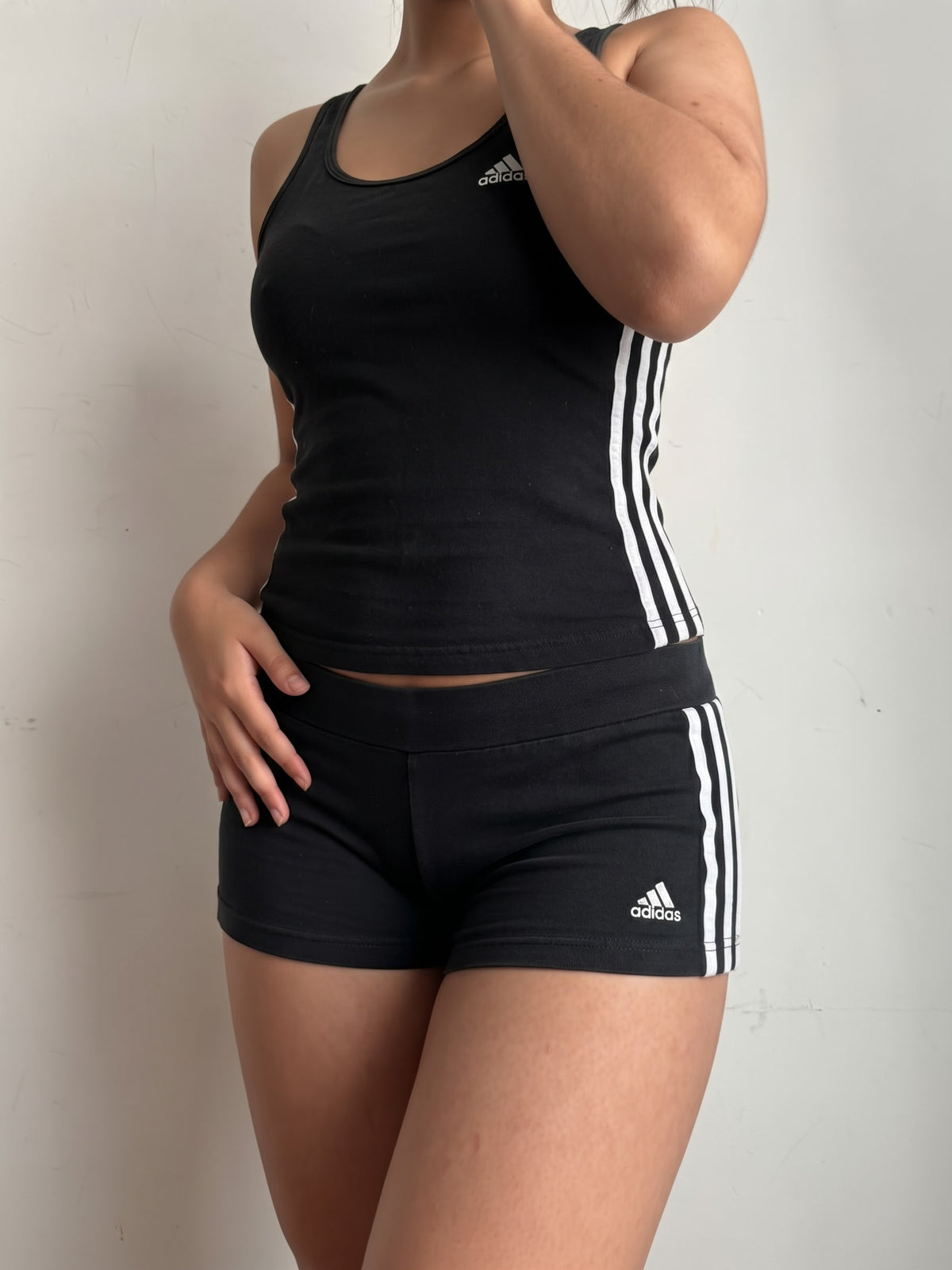 Black activewear top + short set (S)