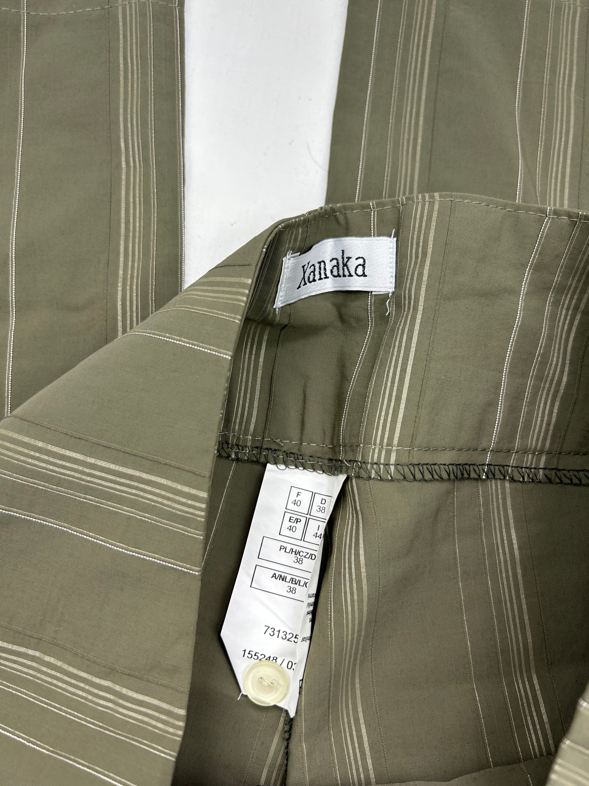 Khaki striped low rise bootcut office pants (M)