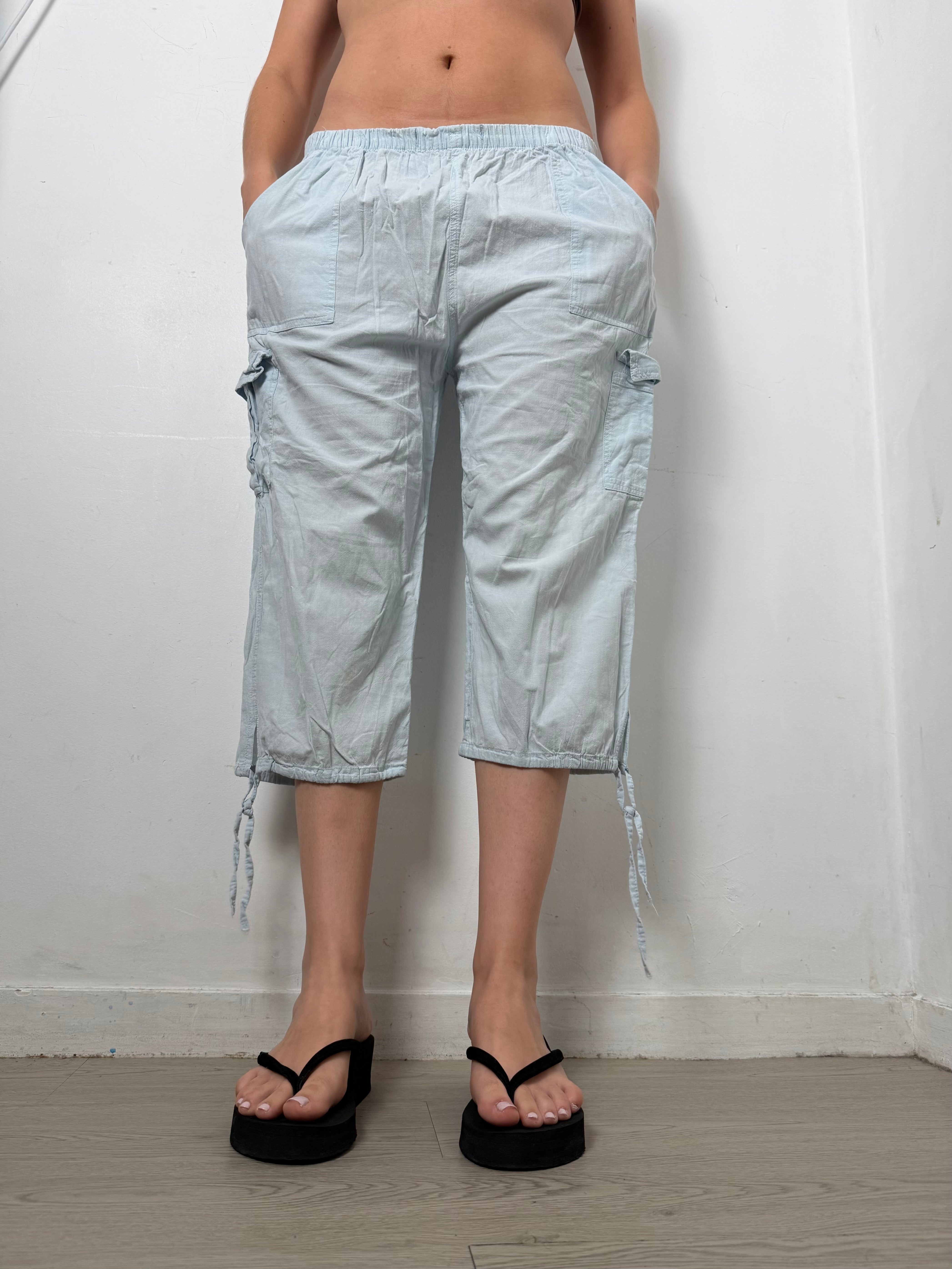 Baby blue cotton baggy pants (M)
