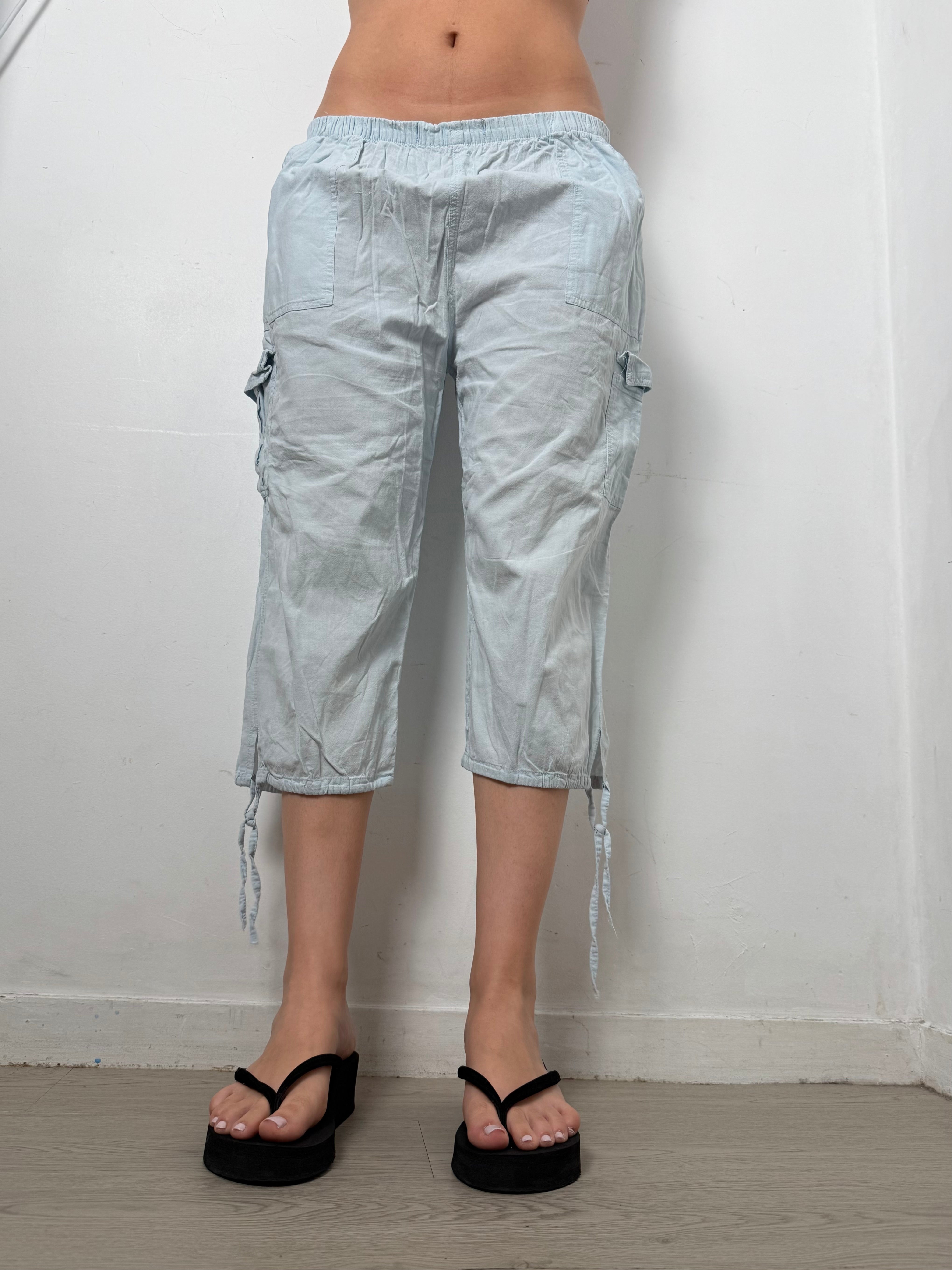 Baby blue cotton baggy pants (M)