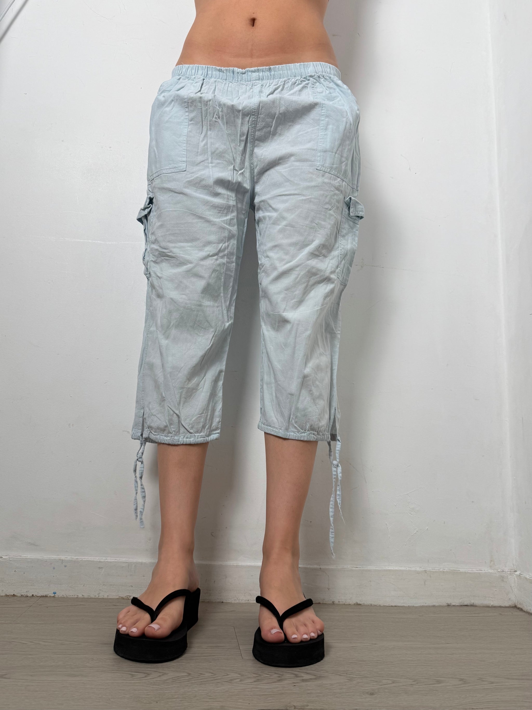 Baby blue cotton baggy pants (M)