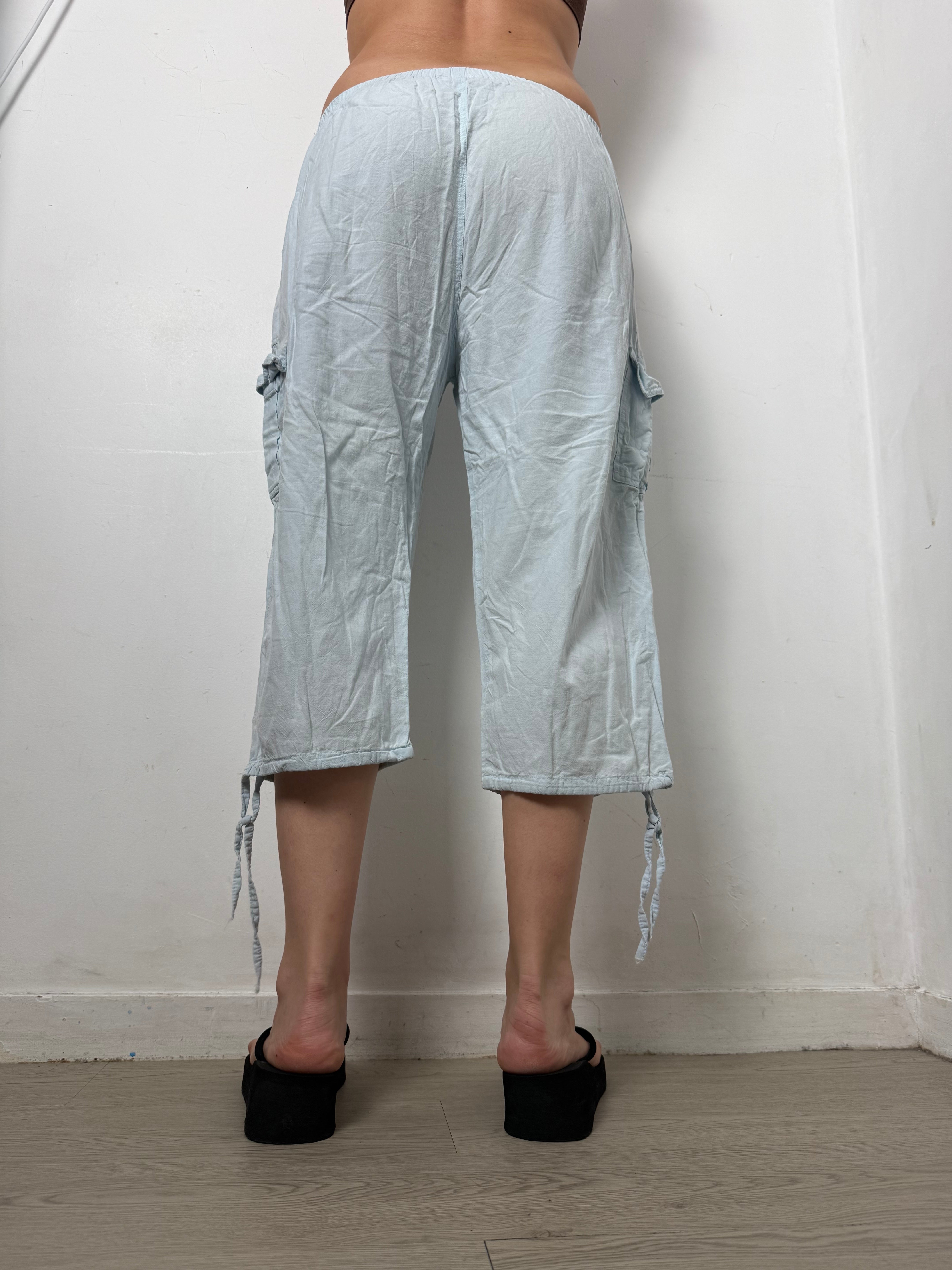 Baby blue cotton baggy pants (M)