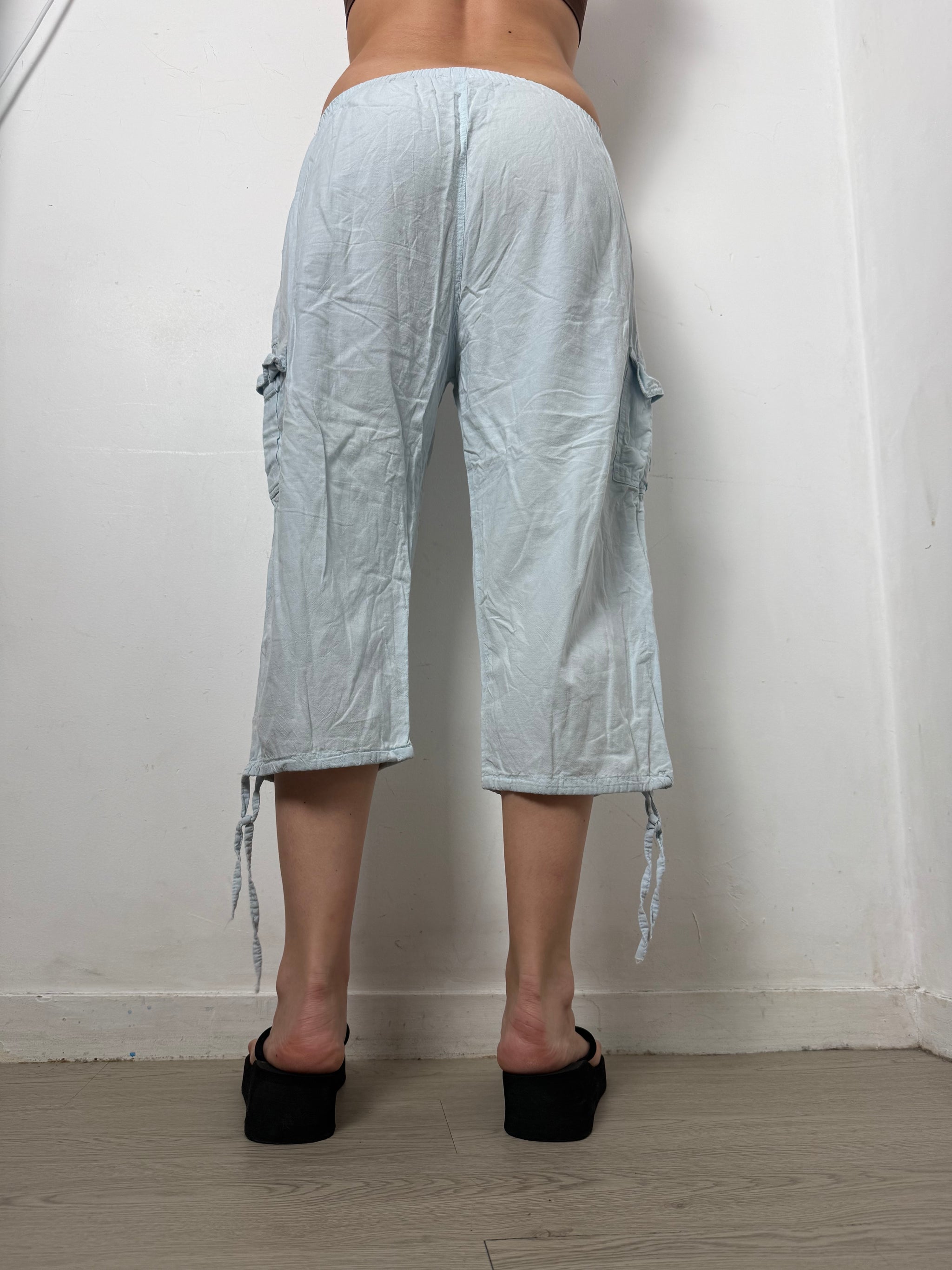 Baby blue cotton baggy pants (M)