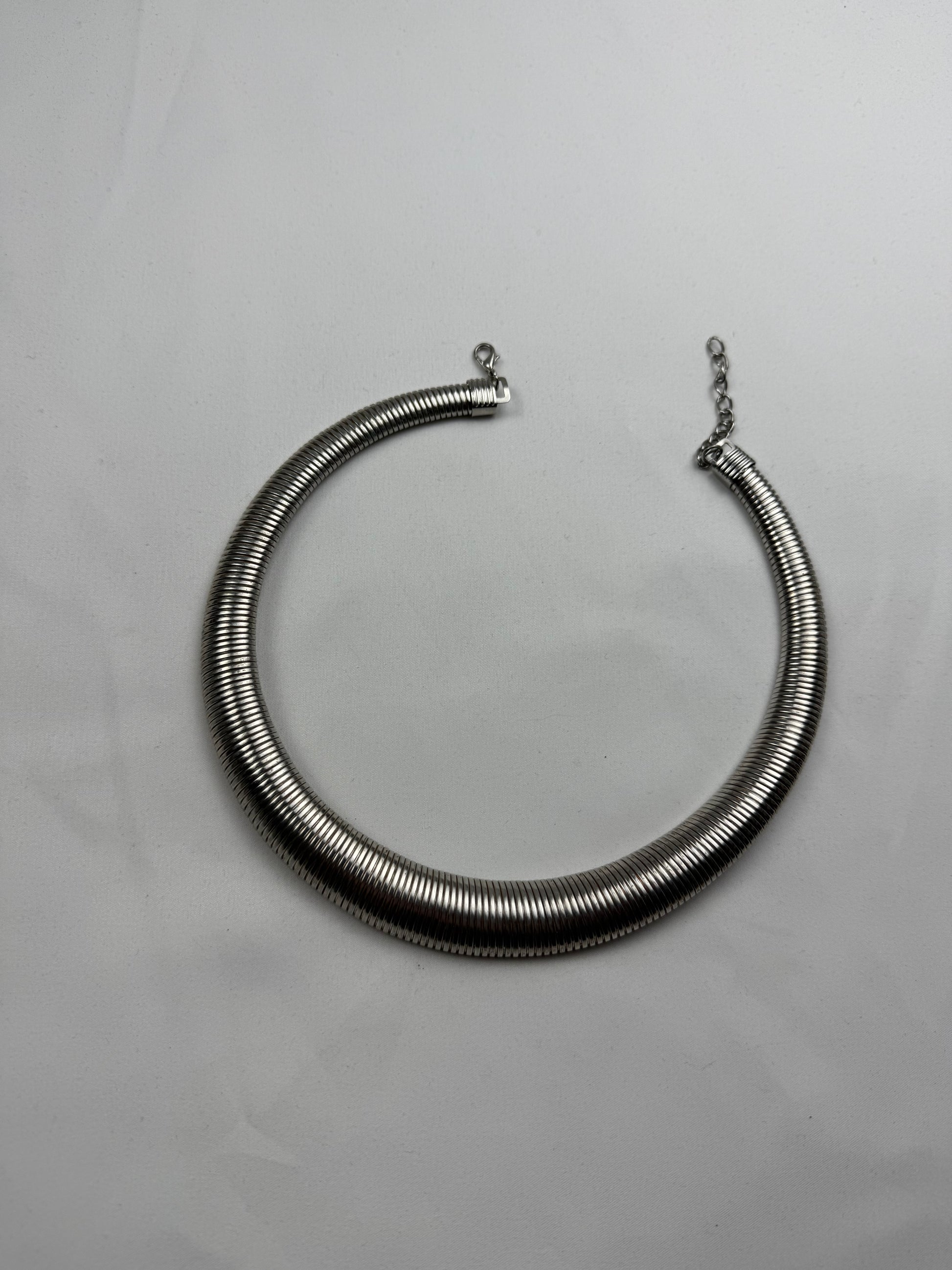 Vintage silver stainless steel choker necklace