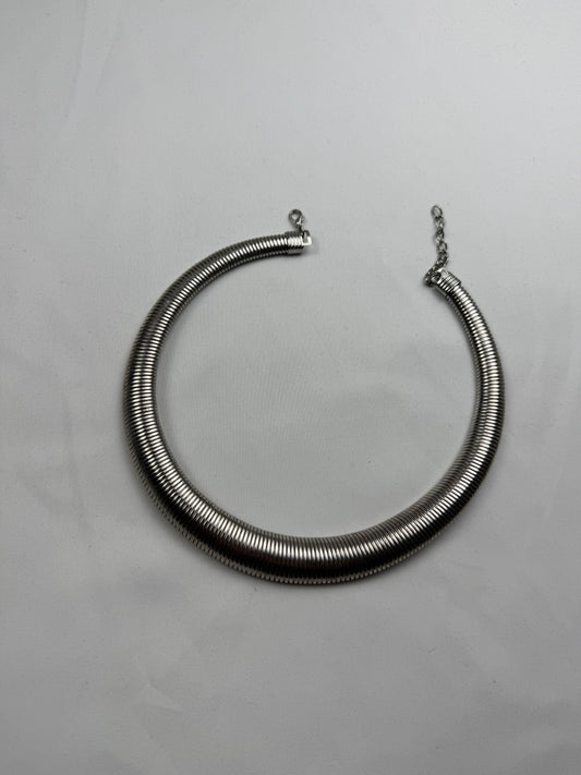 Vintage silver stainless steel choker necklace