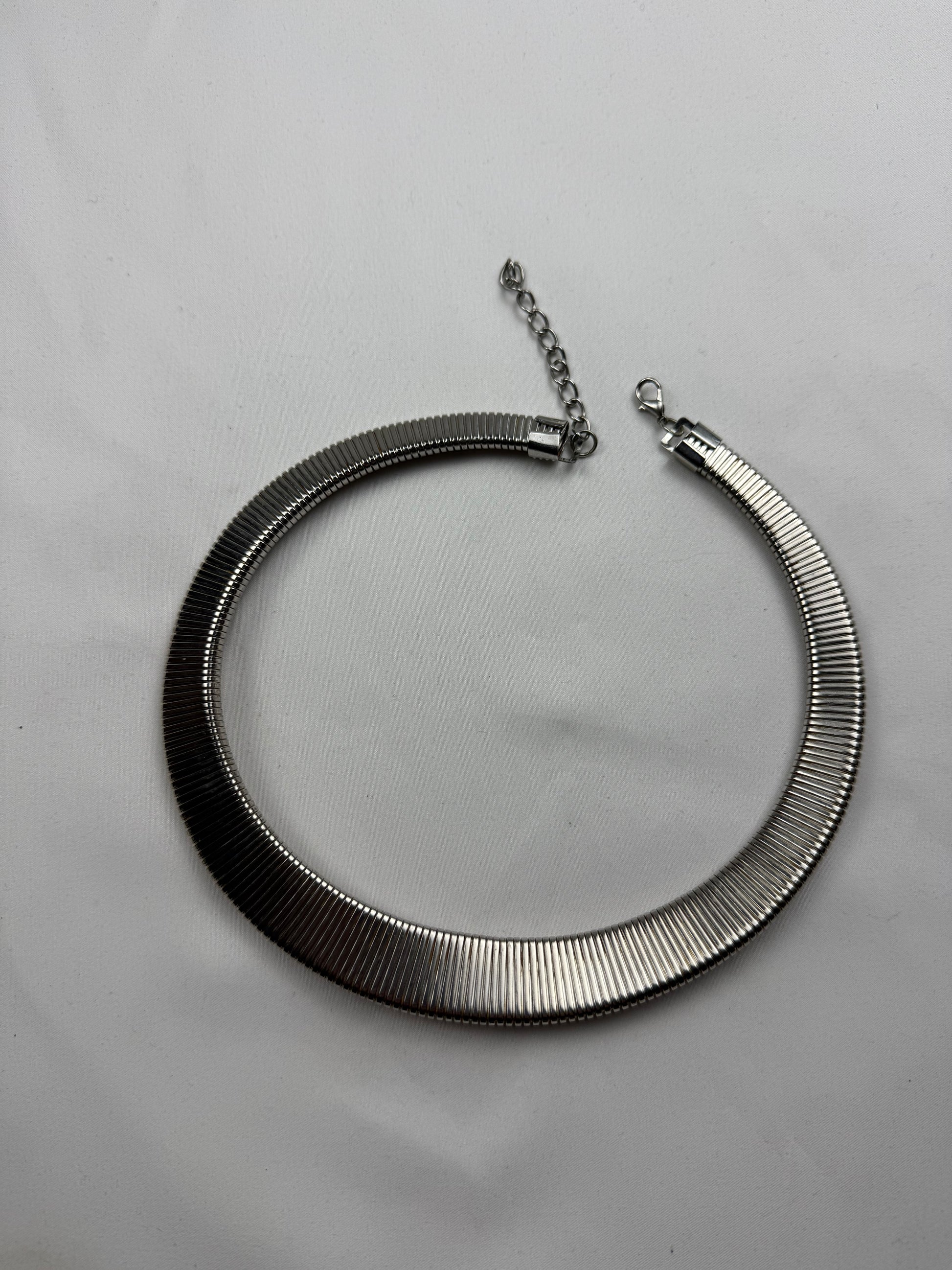 Vintage silver stainless steel choker necklace