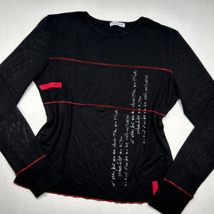 Black bi fabric mesh long sleeves top (XL)