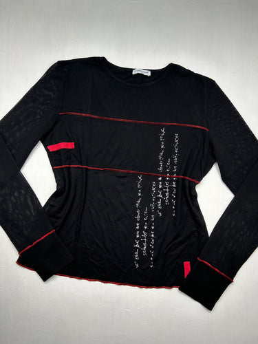 Black bi fabric mesh long sleeves top (XL)