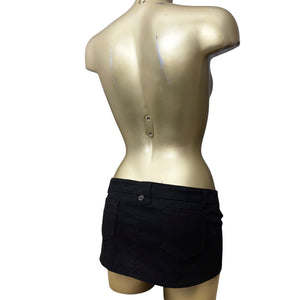 Black low rise mini / micro skirt (M)