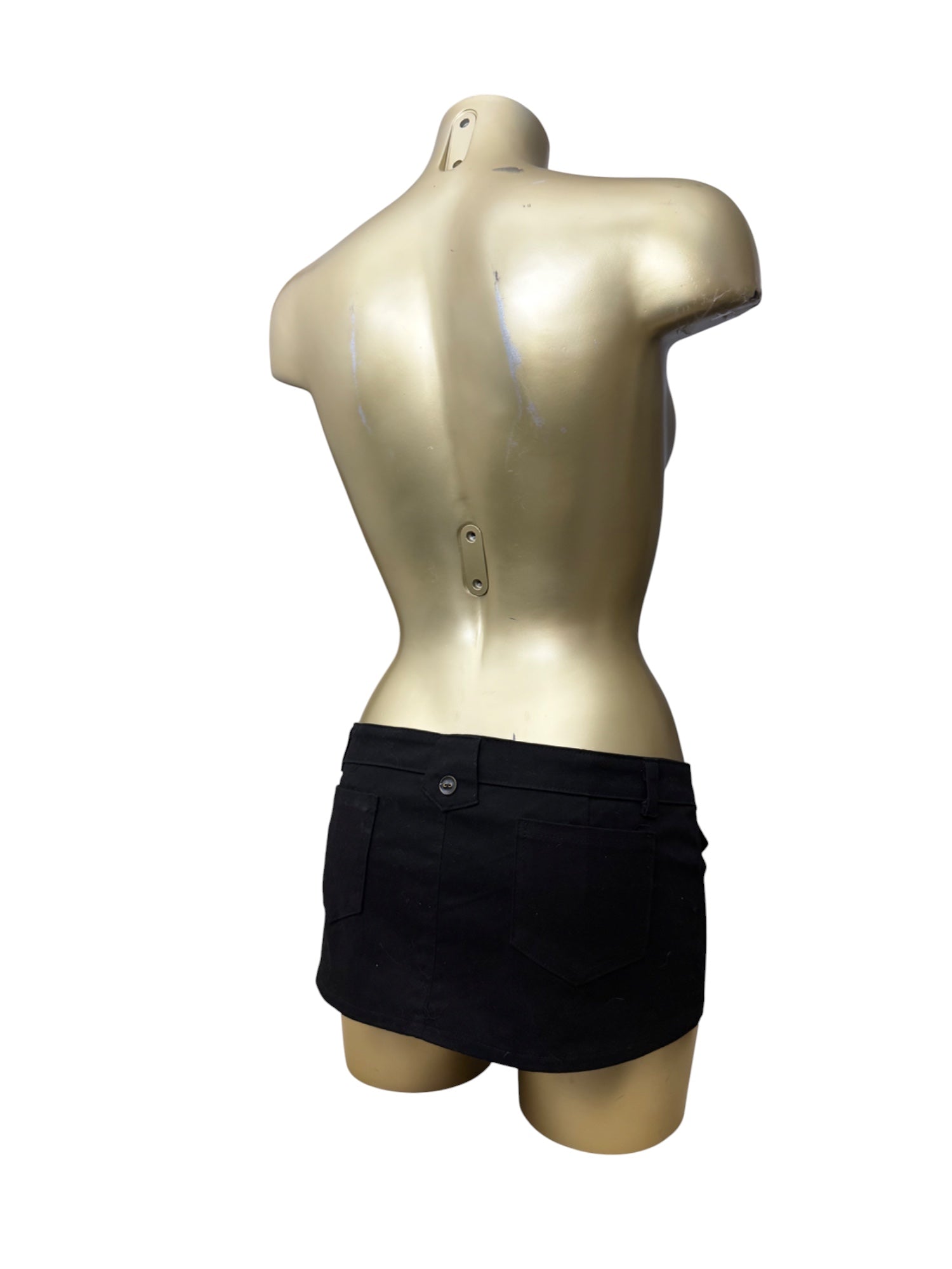 Black low rise mini / micro skirt (M)