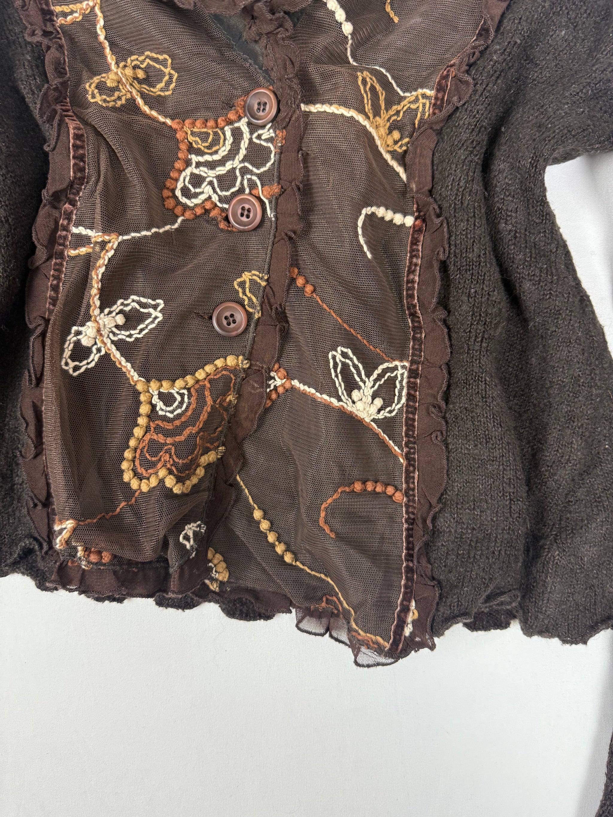 Brown embroidered wool jacket (S/M)