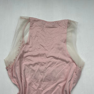 Baby pink spell out logo pearls top (S/M)