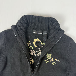 Black embroidered zip up jumper (S/M)