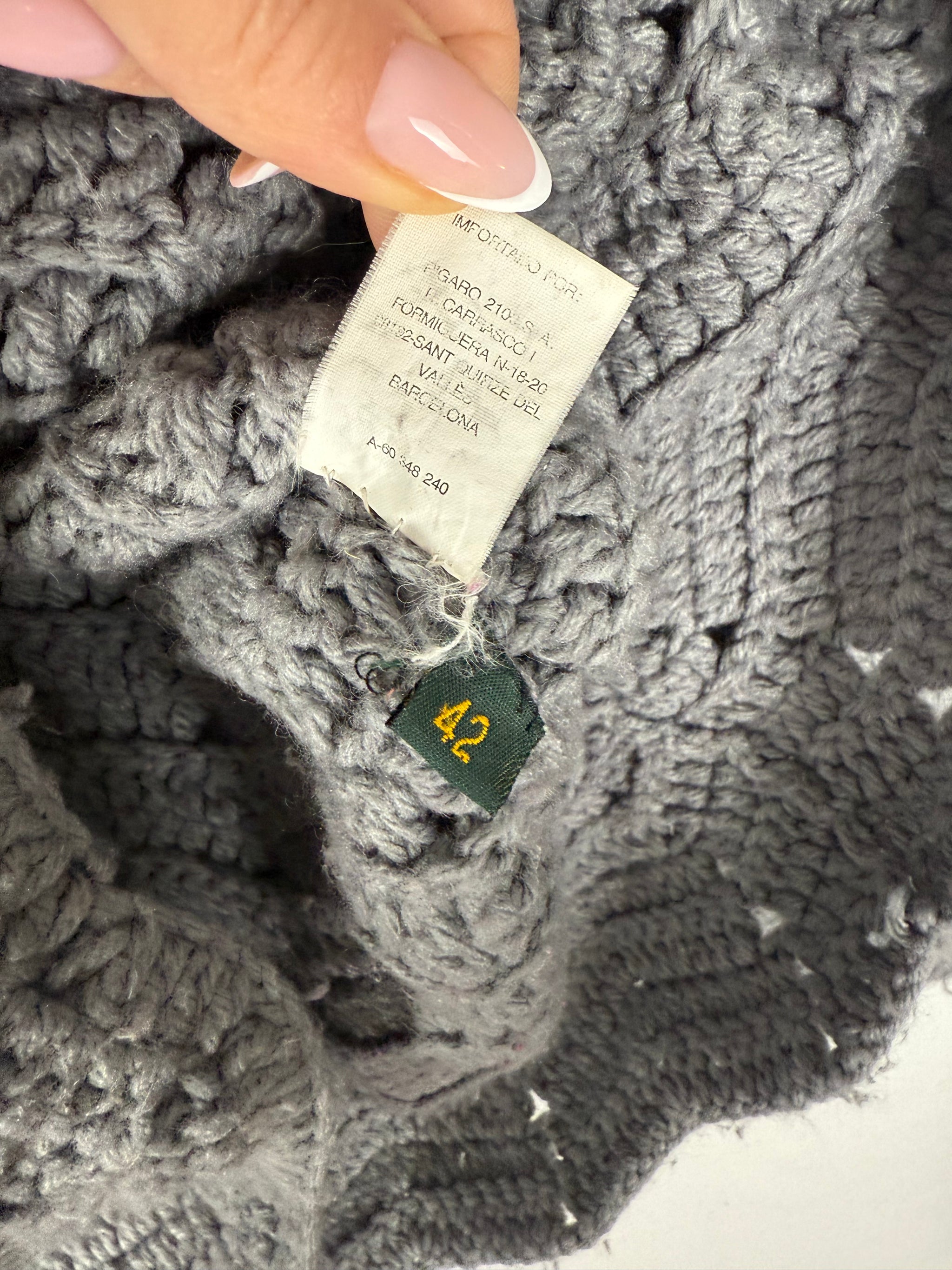 Grey crochet zip up jumper jacket (XL)