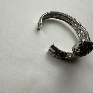 Vintage rhinestones silver snake bangle bracelet