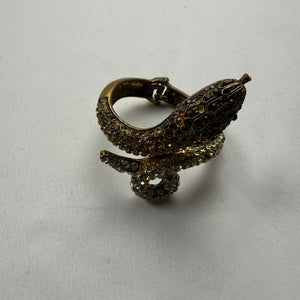Vintage rhinestones gold snake bangle bracelet
