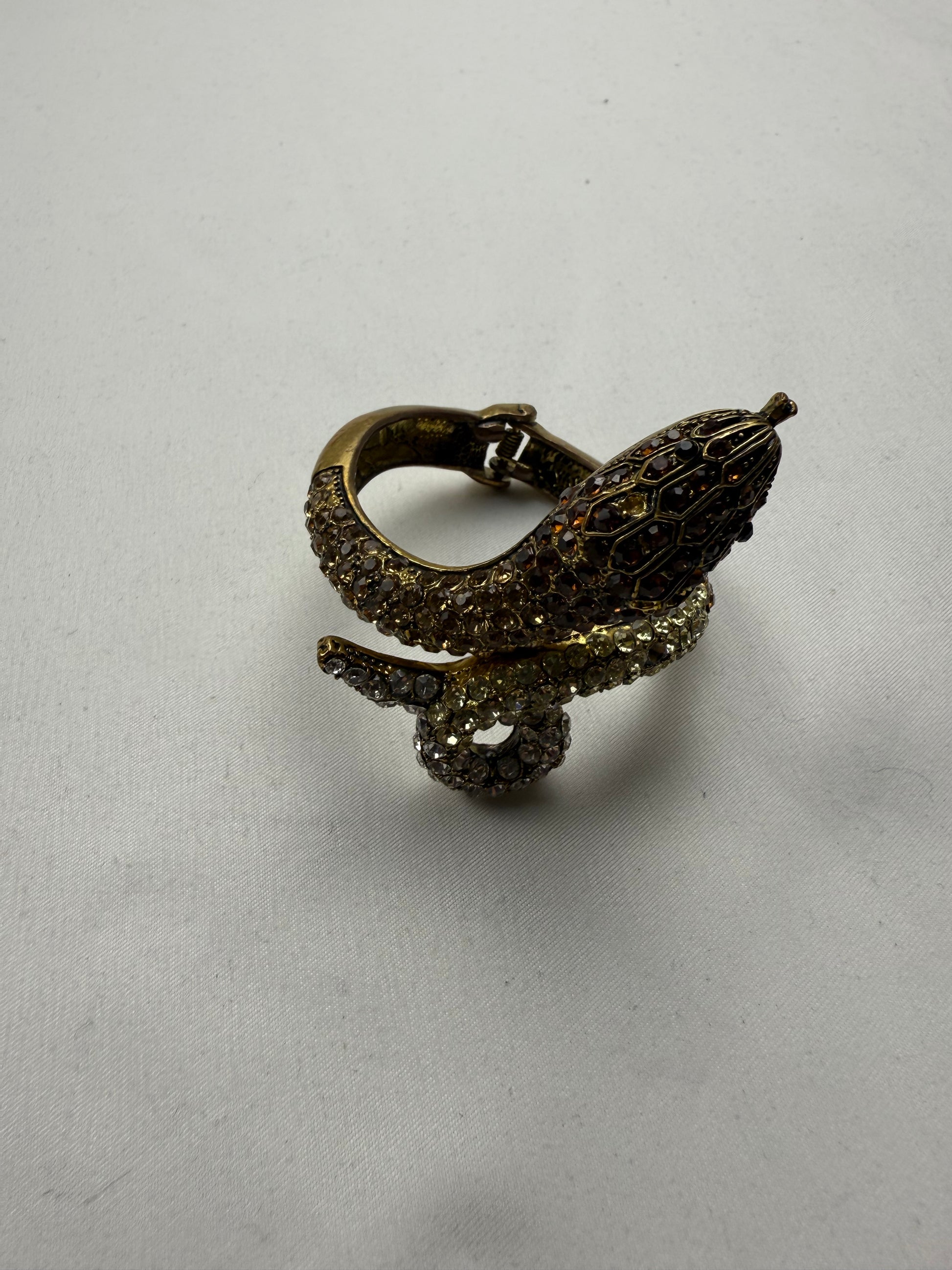 Vintage rhinestones gold snake bangle bracelet