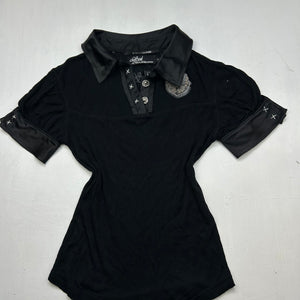 Black polo neck tee (S)