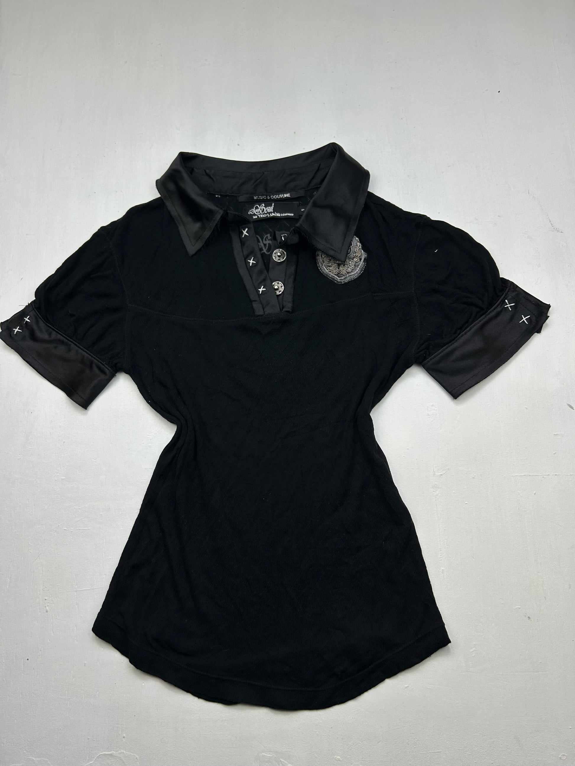 Black polo neck tee (S)