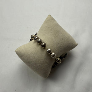 Black & gold stainless steel pearls bracelet