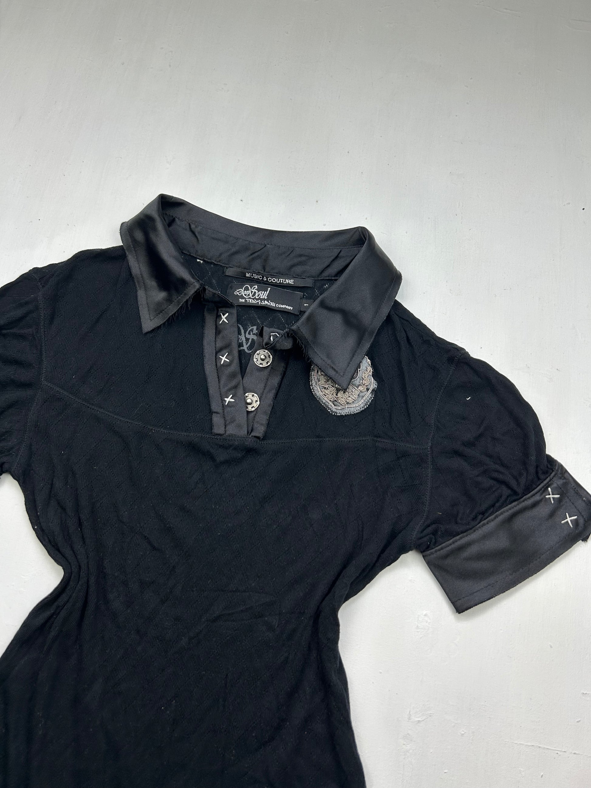 Black polo neck tee (S)