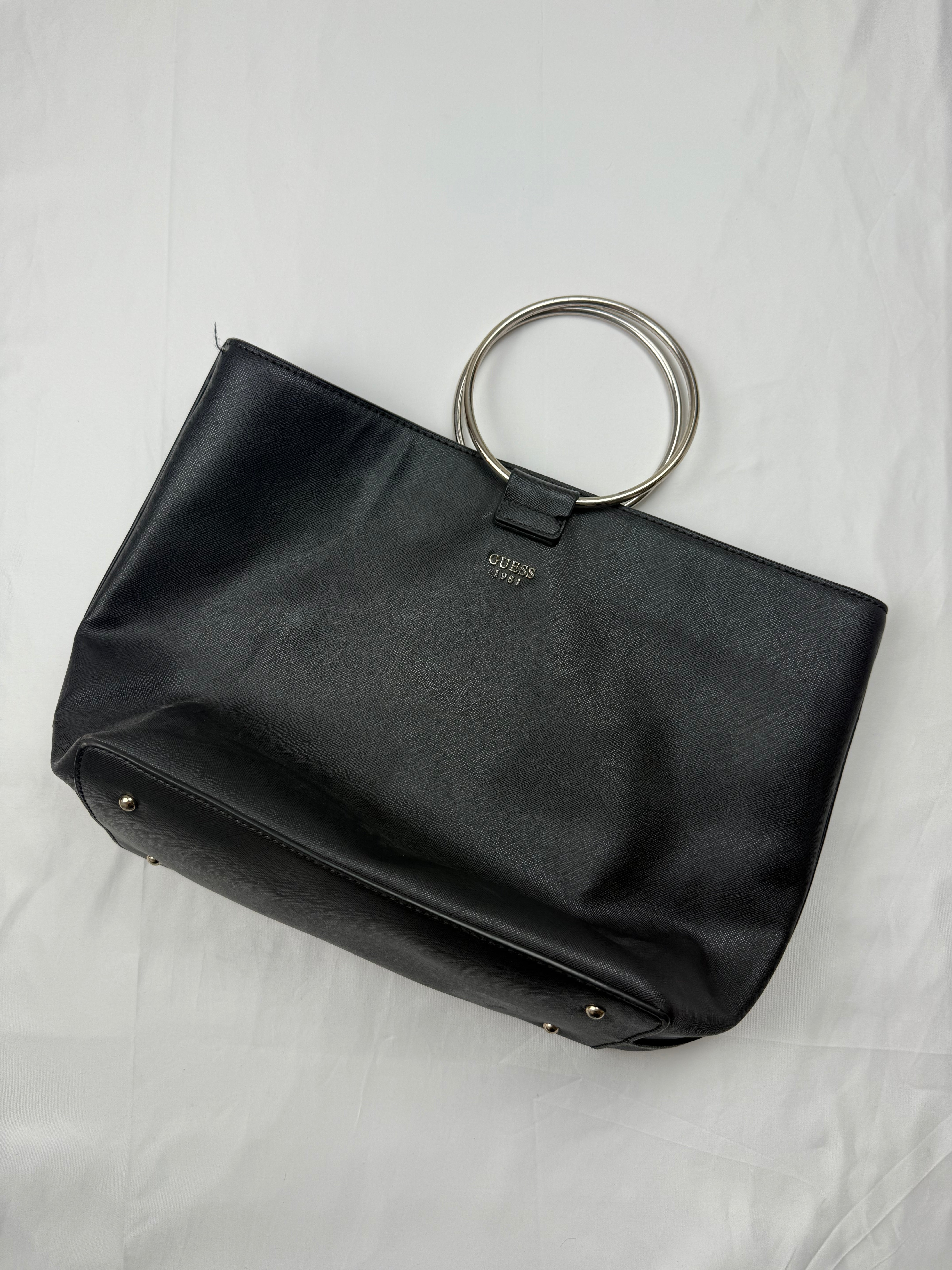 Black hoops handbag (40x28cm)
