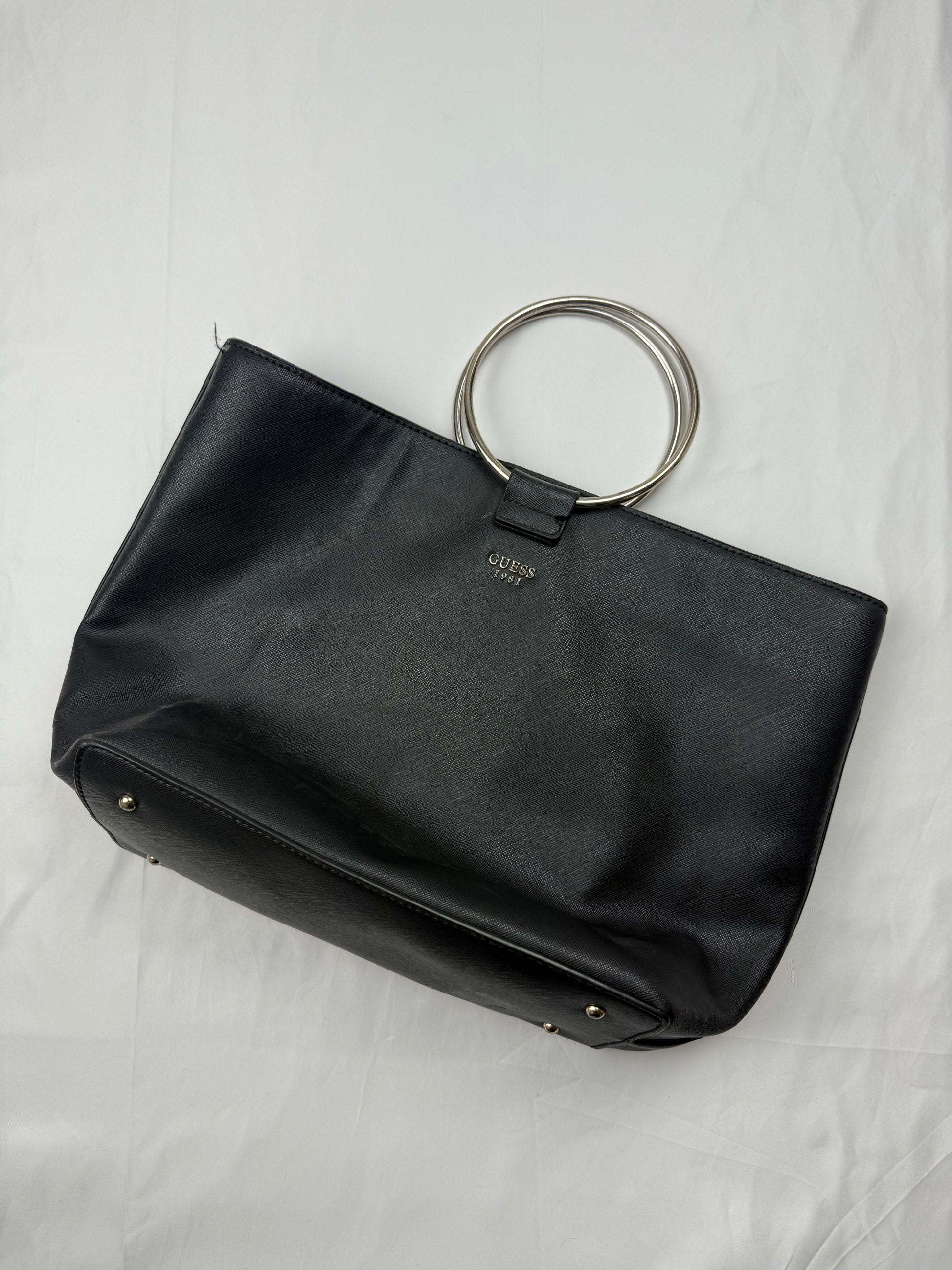 Black hoops handbag (40x28cm)