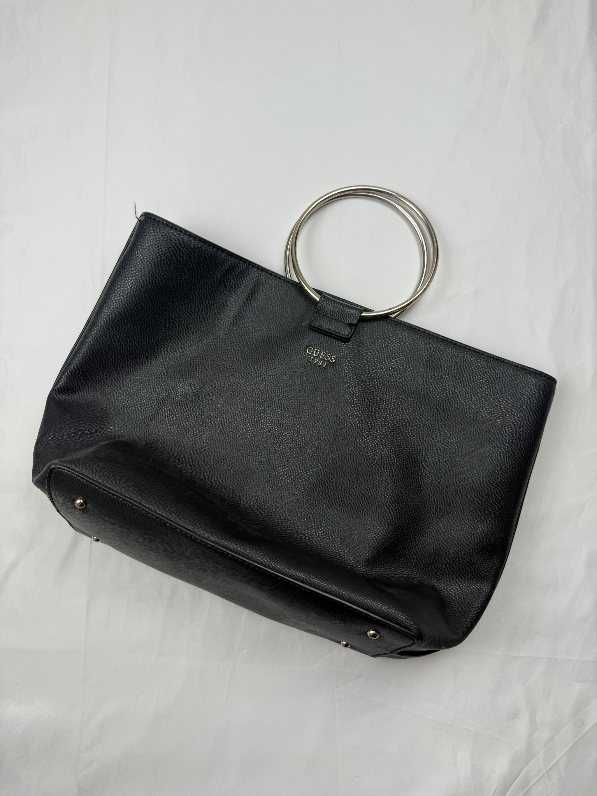 Black hoops handbag (40x28cm)