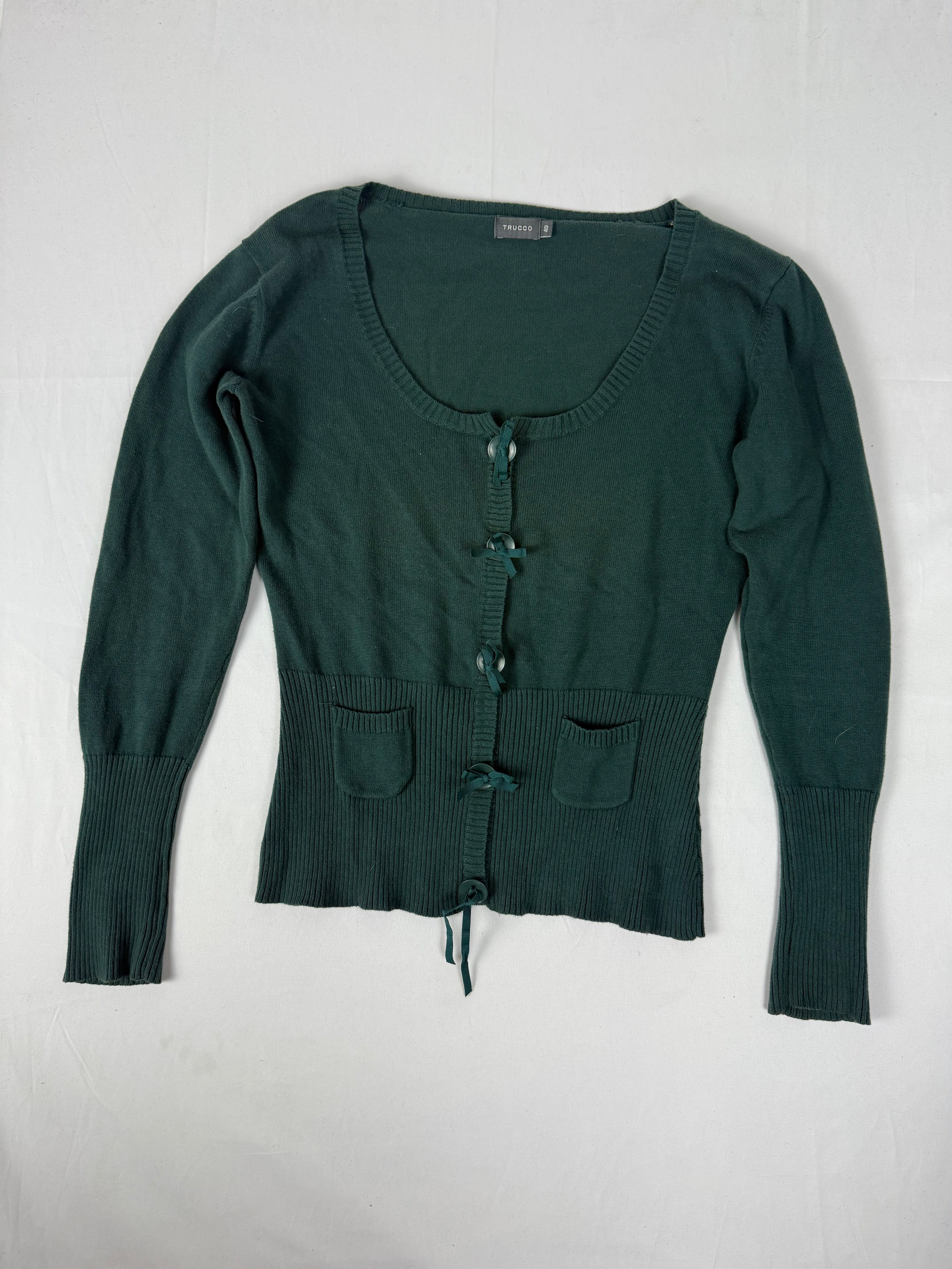 Dark green cotton cardigan jumper (L)