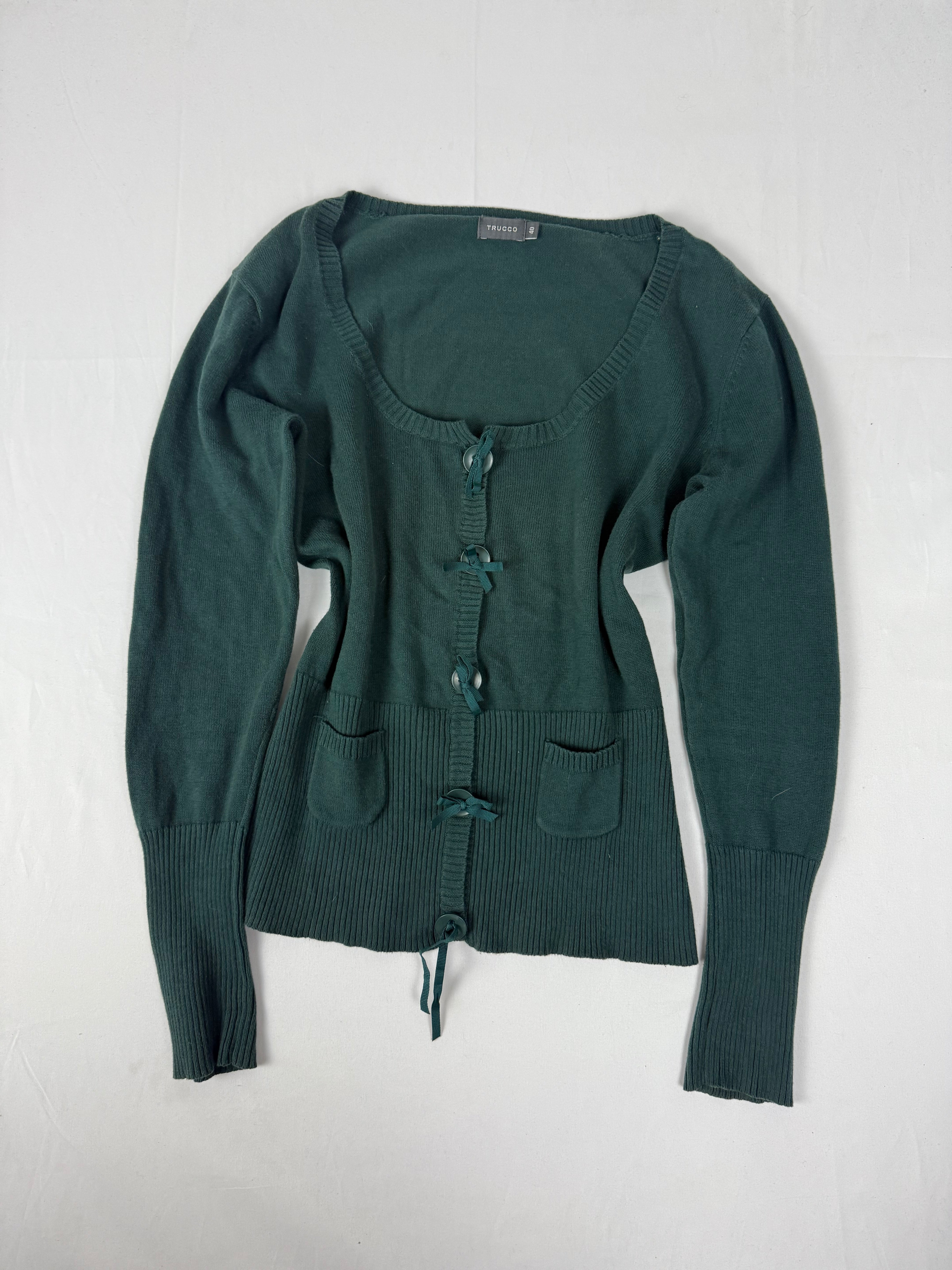 Dark green cotton cardigan jumper (L)