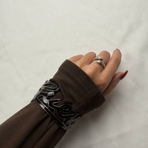 Black & gold stainless steel pearls bracelet