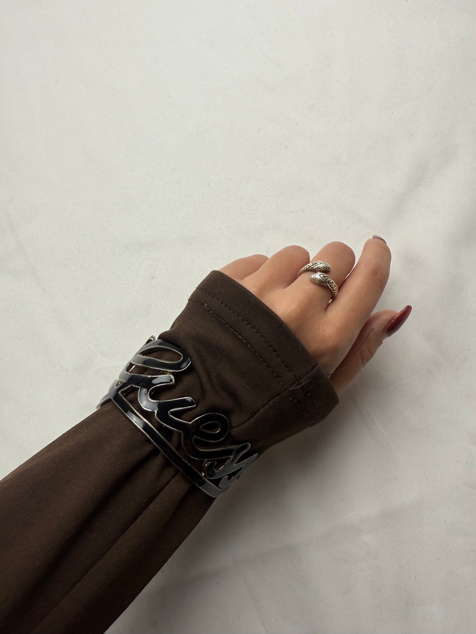 Black & gold stainless steel pearls bracelet