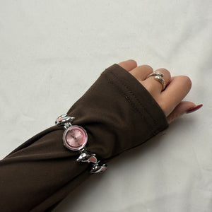 Vintage silver & pink bracelet watch jewelry