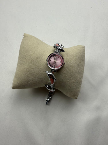 Vintage silver & pink bracelet watch jewelry