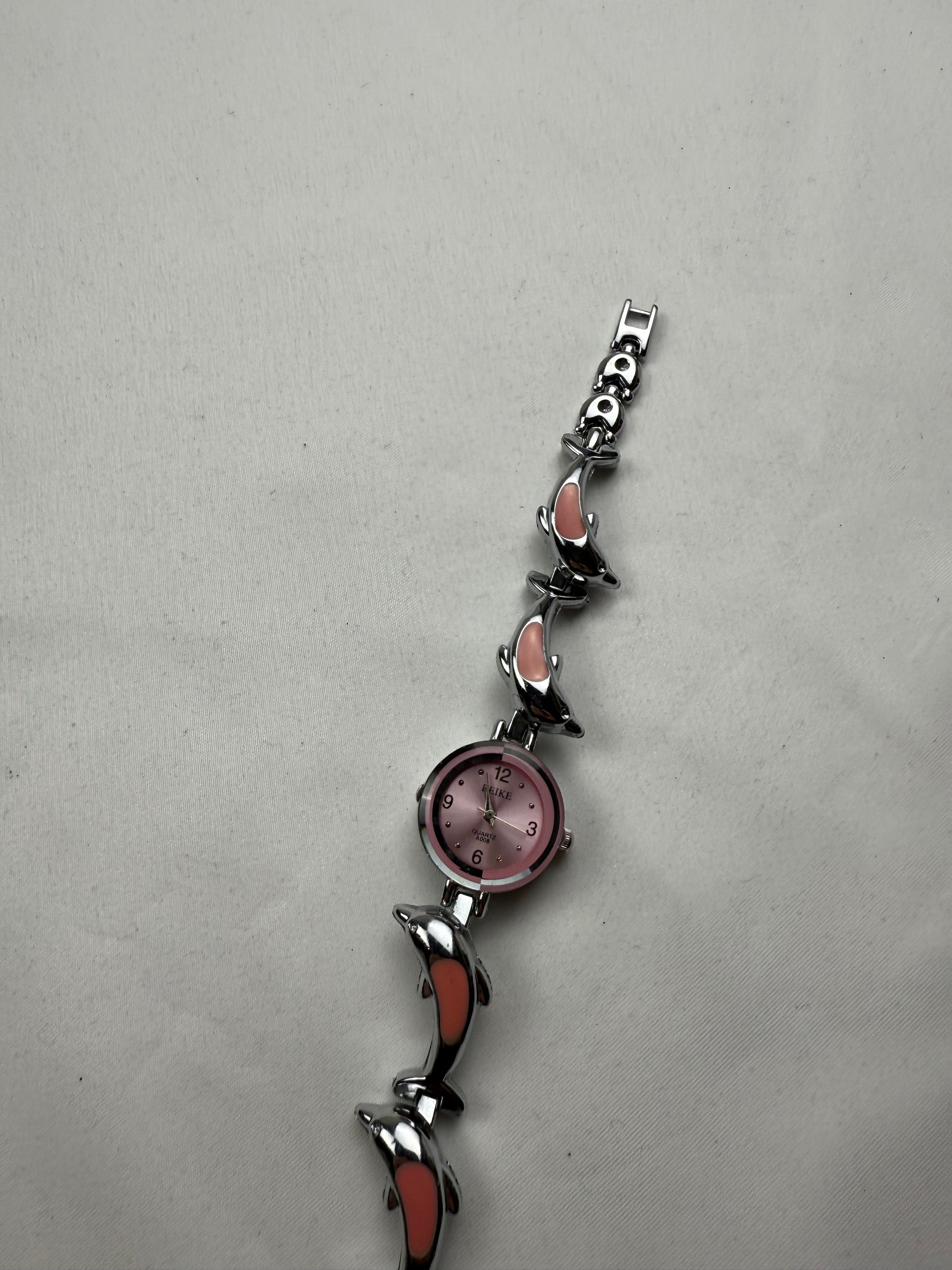 Vintage silver & pink bracelet watch jewelry