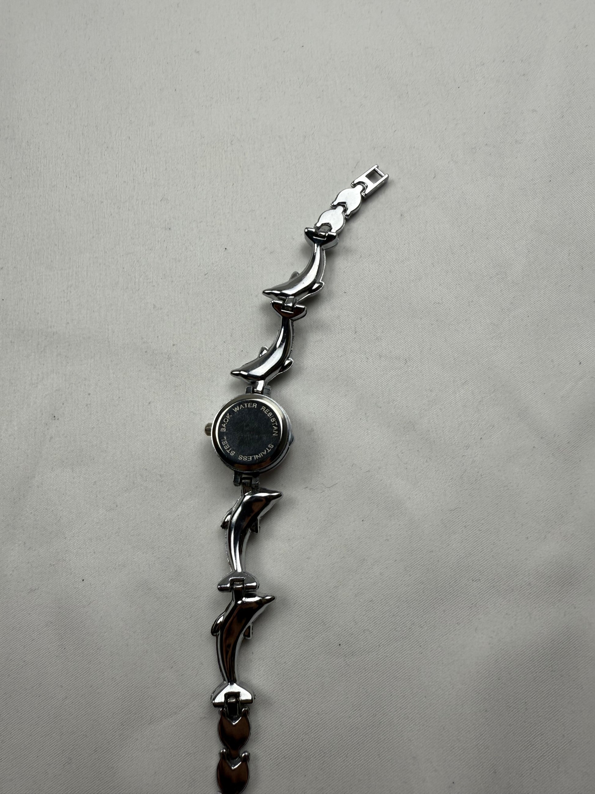 Vintage silver & pink bracelet watch jewelry