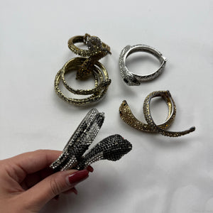 Vintage rhinestones silver snake bangle bracelet