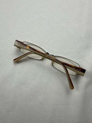 Beige logo 2000s office siren glasses (with prescription)