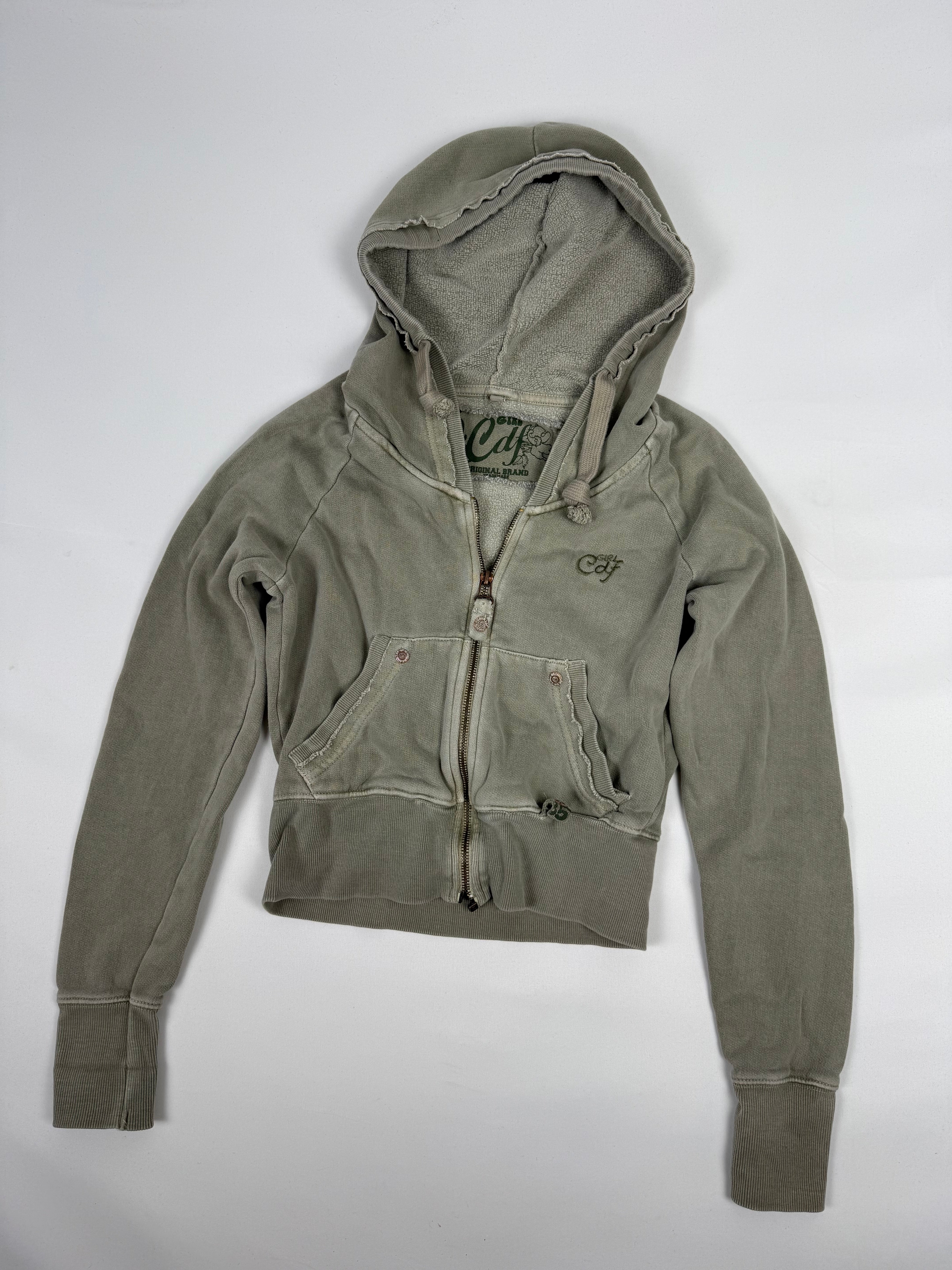 Khaki zip up hoodie (S)