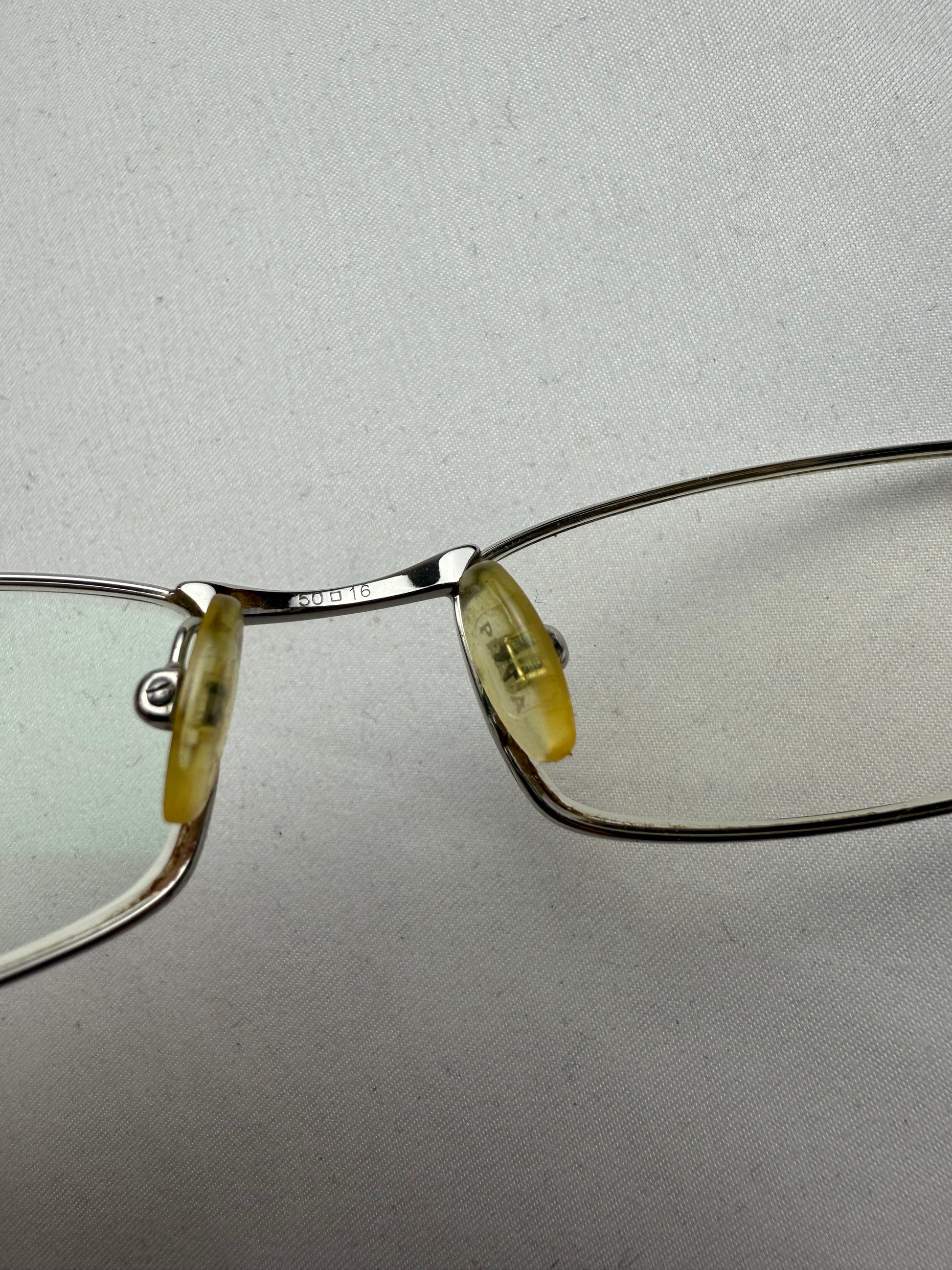 Beige logo 2000s office siren glasses (with prescription)