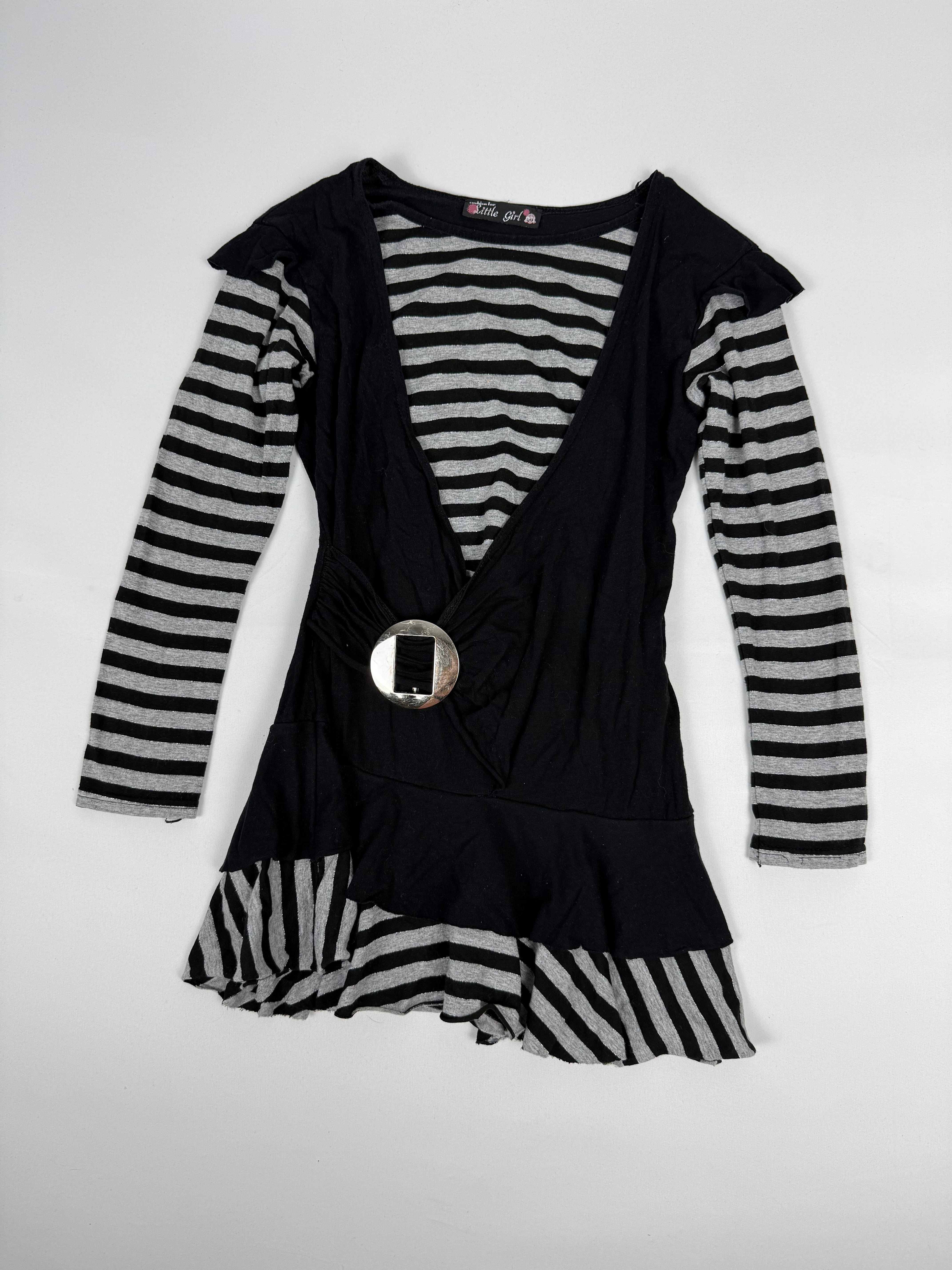 Black striped 2 in 1 long sleeves top (S)
