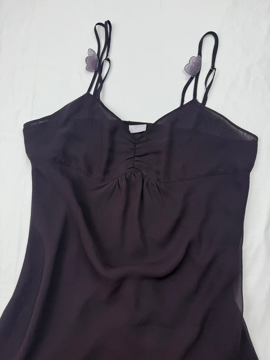 Purple mesh lined butterflies babydoll dress (S/M)