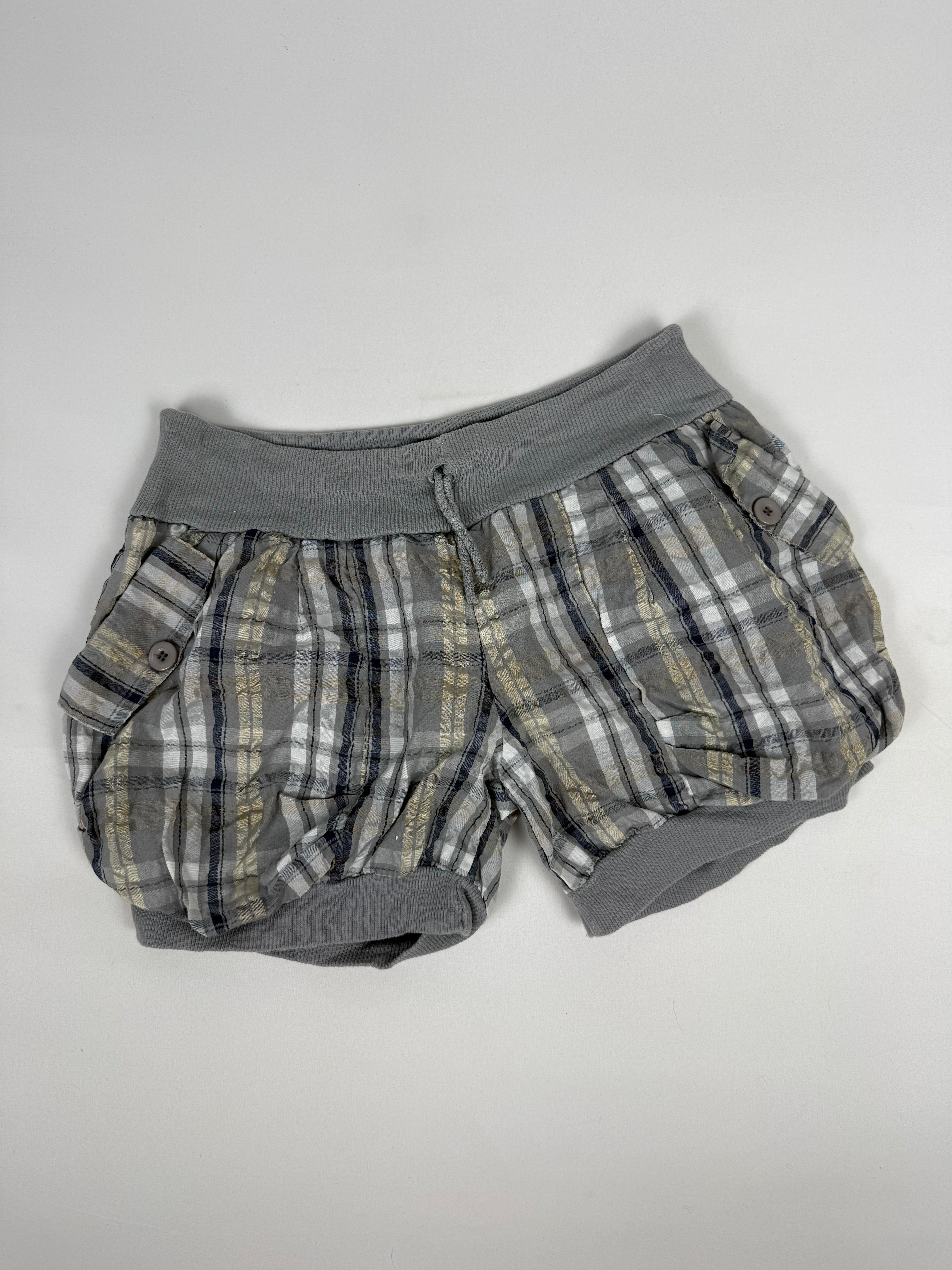 Grey check print mini short (S)