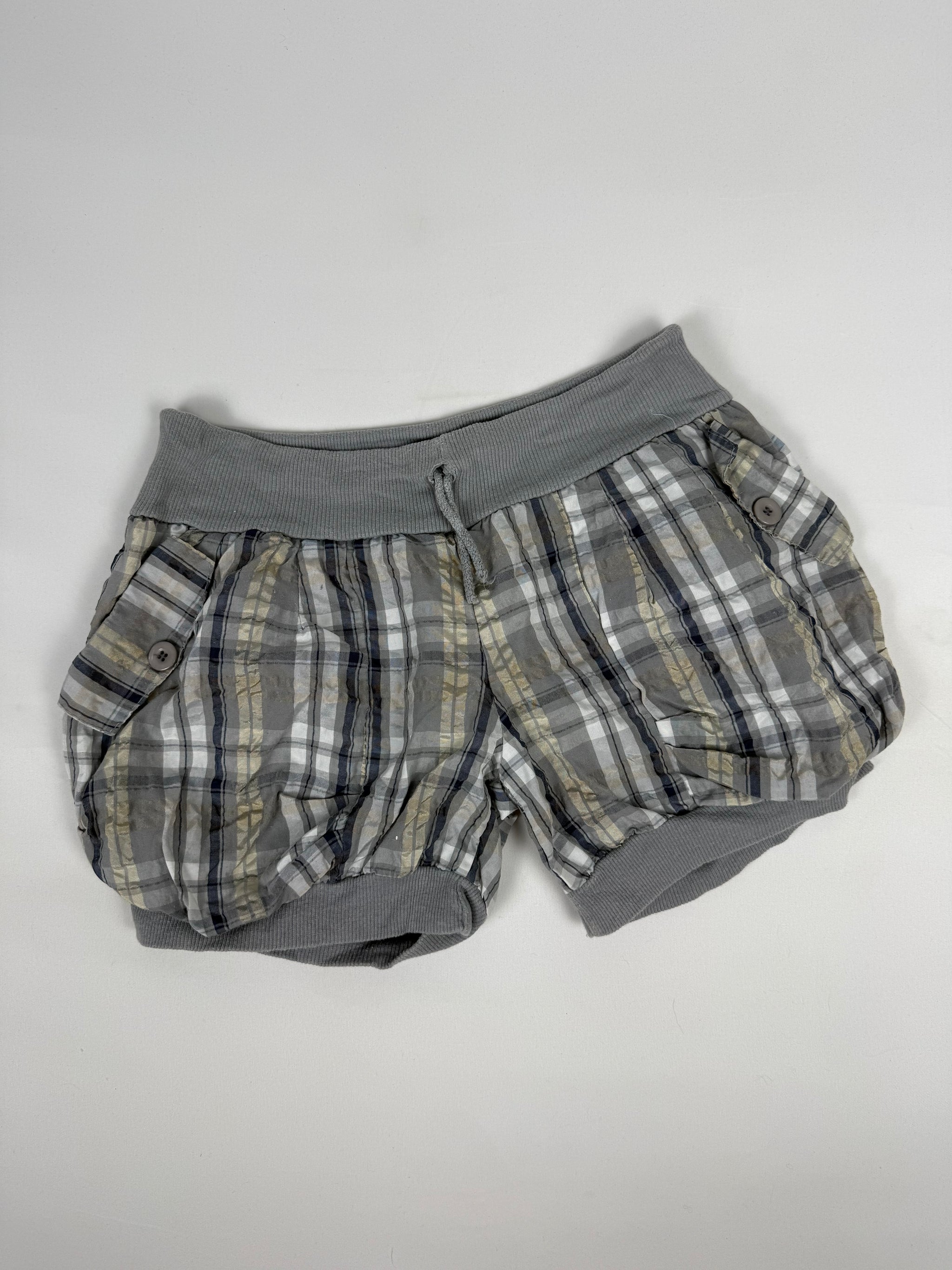 Grey check print mini short (S)