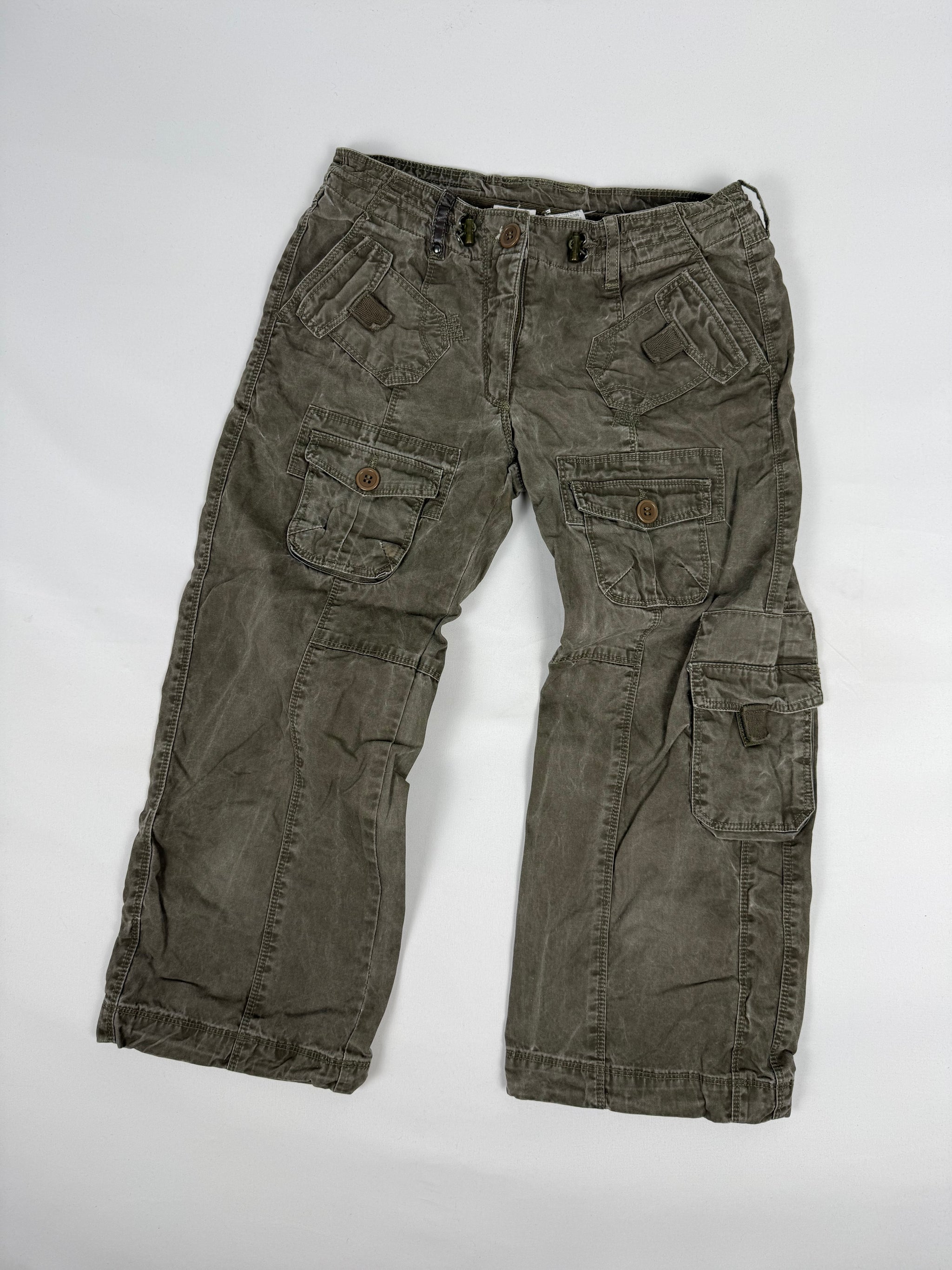 Khaki utility low rise capri pants (XS)