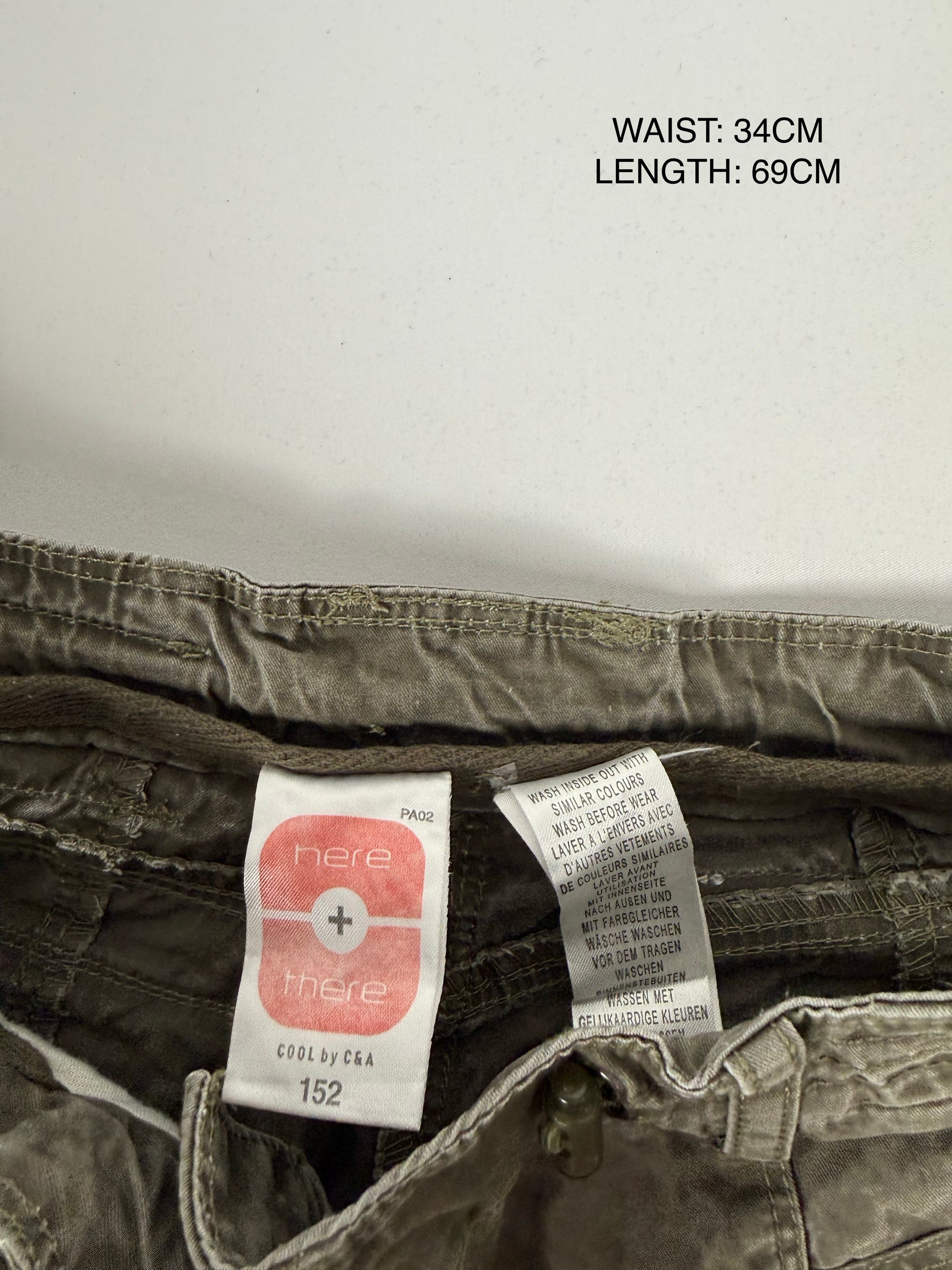 Khaki utility low rise capri pants (XS)