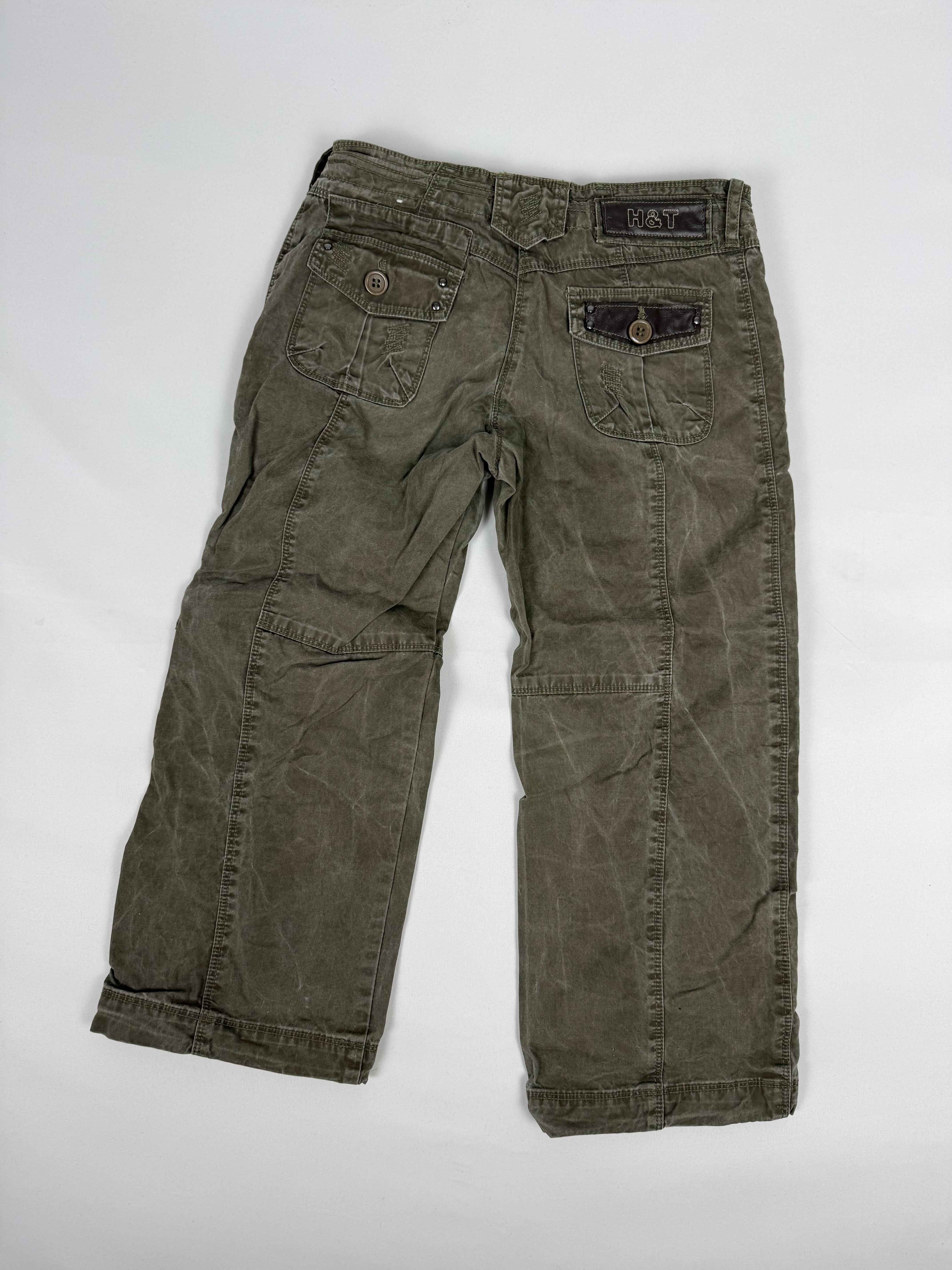 Khaki utility low rise capri pants (XS)
